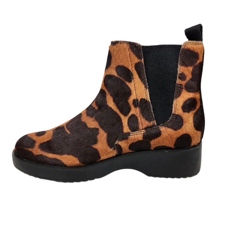 Louise et Cie Zareb Calf Hair Leather Cheetah Leopard Ankle Bootie Womens Size 7